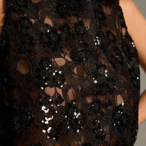 Eva Franco Sheer Embroidered Sequin Tank Top - Size 10 - Picture 8 of 8